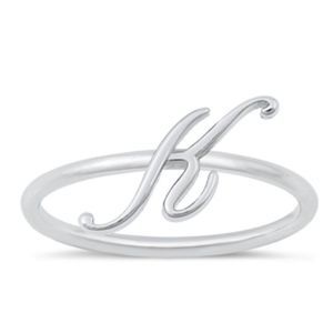 Script letter ring letter K ring available sz 5-10 sterling silver 925
